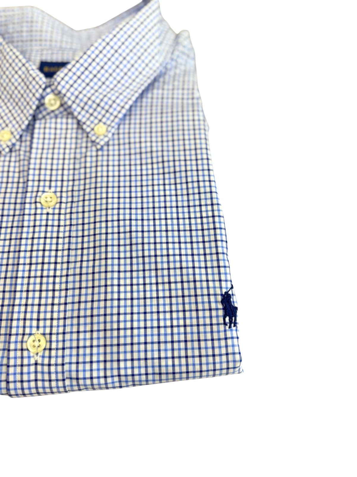 Camisa Polo R.L hombre Algodón Cuadros Azules Caballo Azul