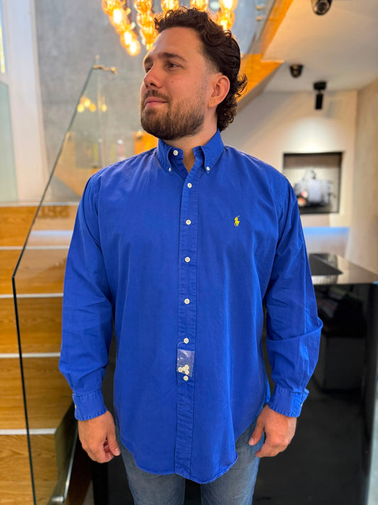 Camisa Polo R.L hombre Algodón Azul Rey Caballo Amarillo