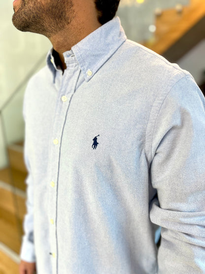 Camisa Polo R.L hombre Oxford Celeste