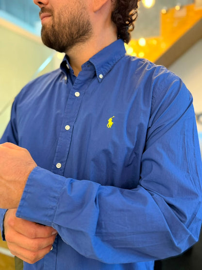 Camisa Polo R.L hombre Algodón Azul Caballo Amarrillo
