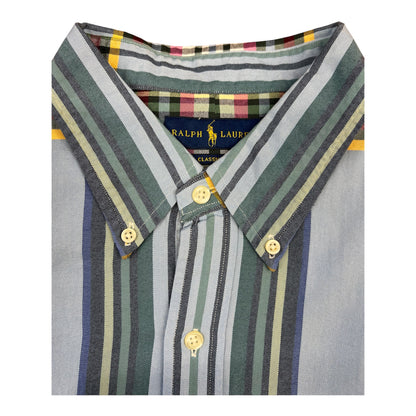 Camisa Polo R.L hombre Oxford Rayas Colores Caballo Rosa