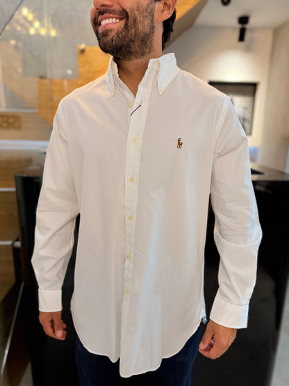 Camisa Polo R.L hombre Algodón Blanca Caballo Multicolor