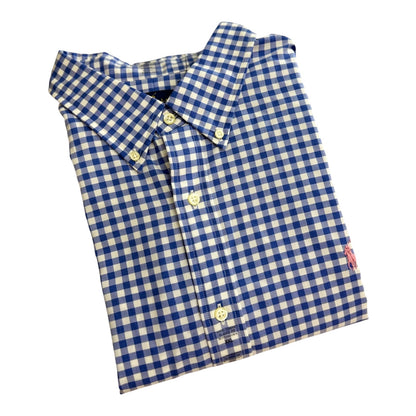 Camisa Polo R.L hombre Algodón Cuadros Celestes Con Blanco Caballo Rosa