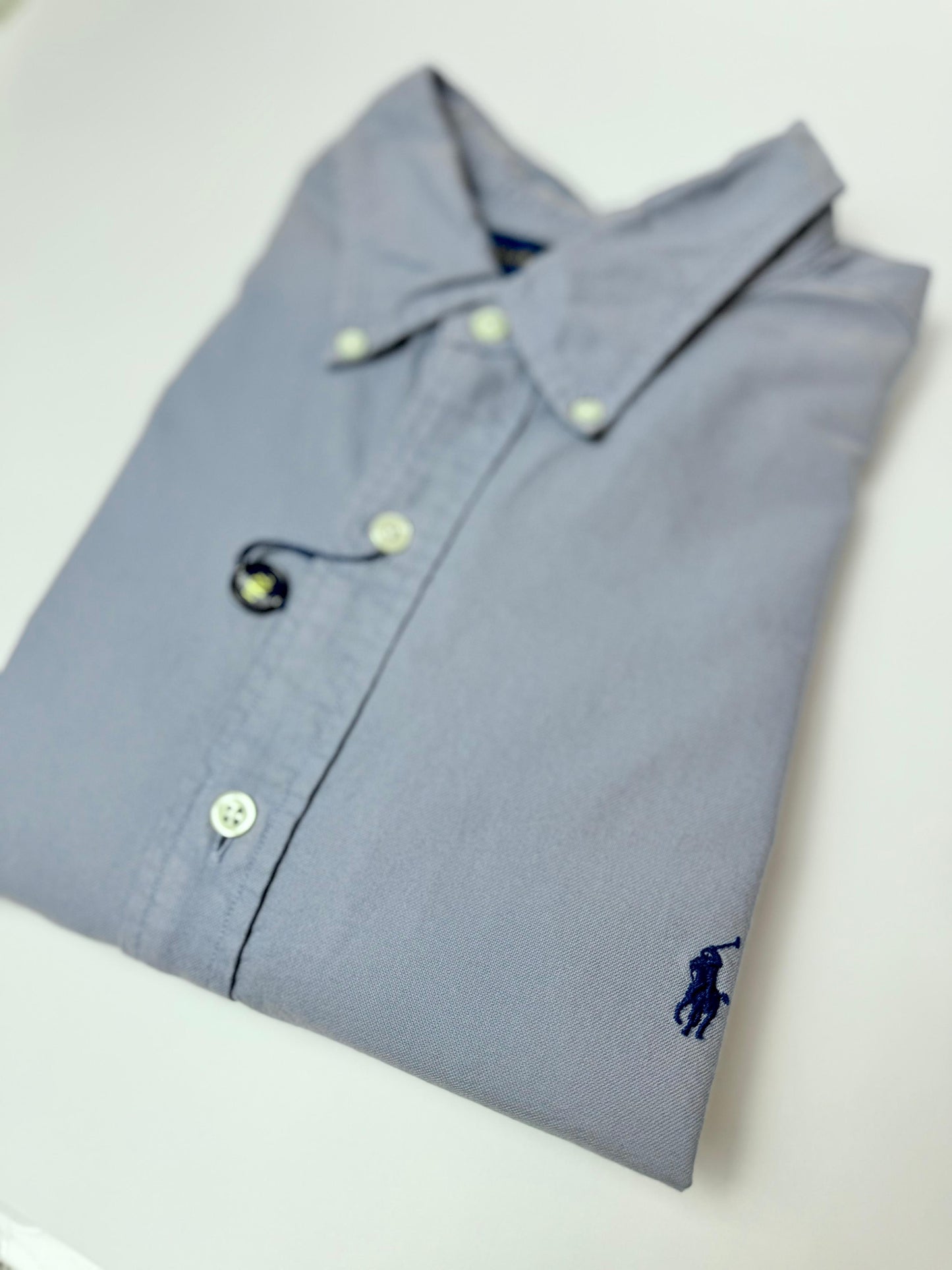 Camisa Polo R.L hombre Oxford Slim Fit Azul Clara Caballo Azul