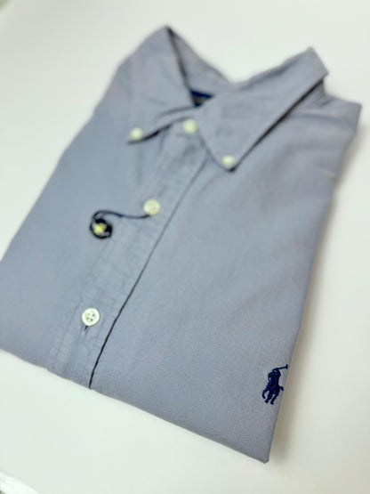 Camisa Polo R.L hombre Oxford Slim Fit Azul Clara Caballo Azul