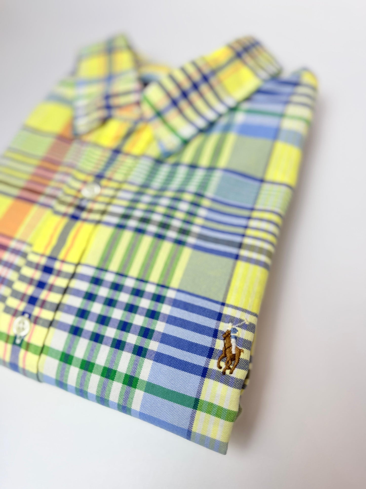 Camisa Polo R.L hombre Oxford Cuadros Amarillos  Caballo Multicolor
