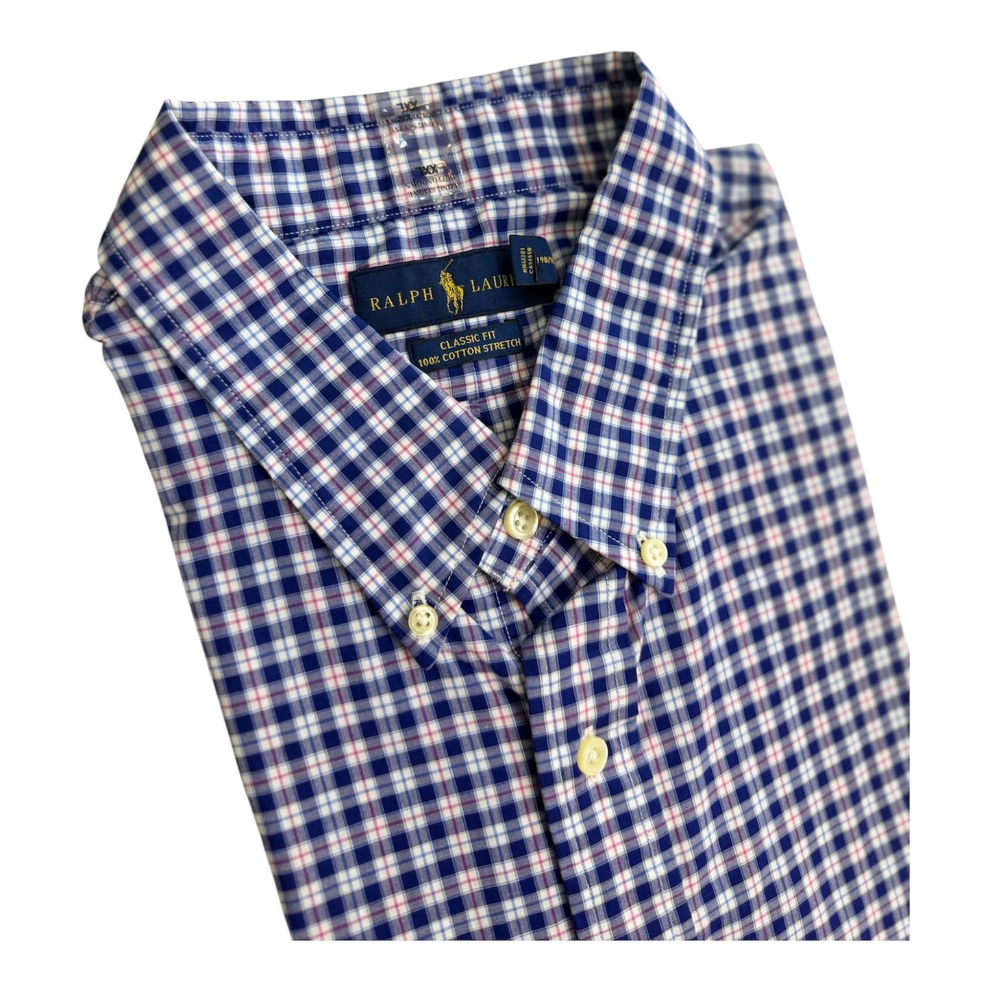 Camisa Polo R.L hombre Algodón Cuadros Azules Caballo Azul