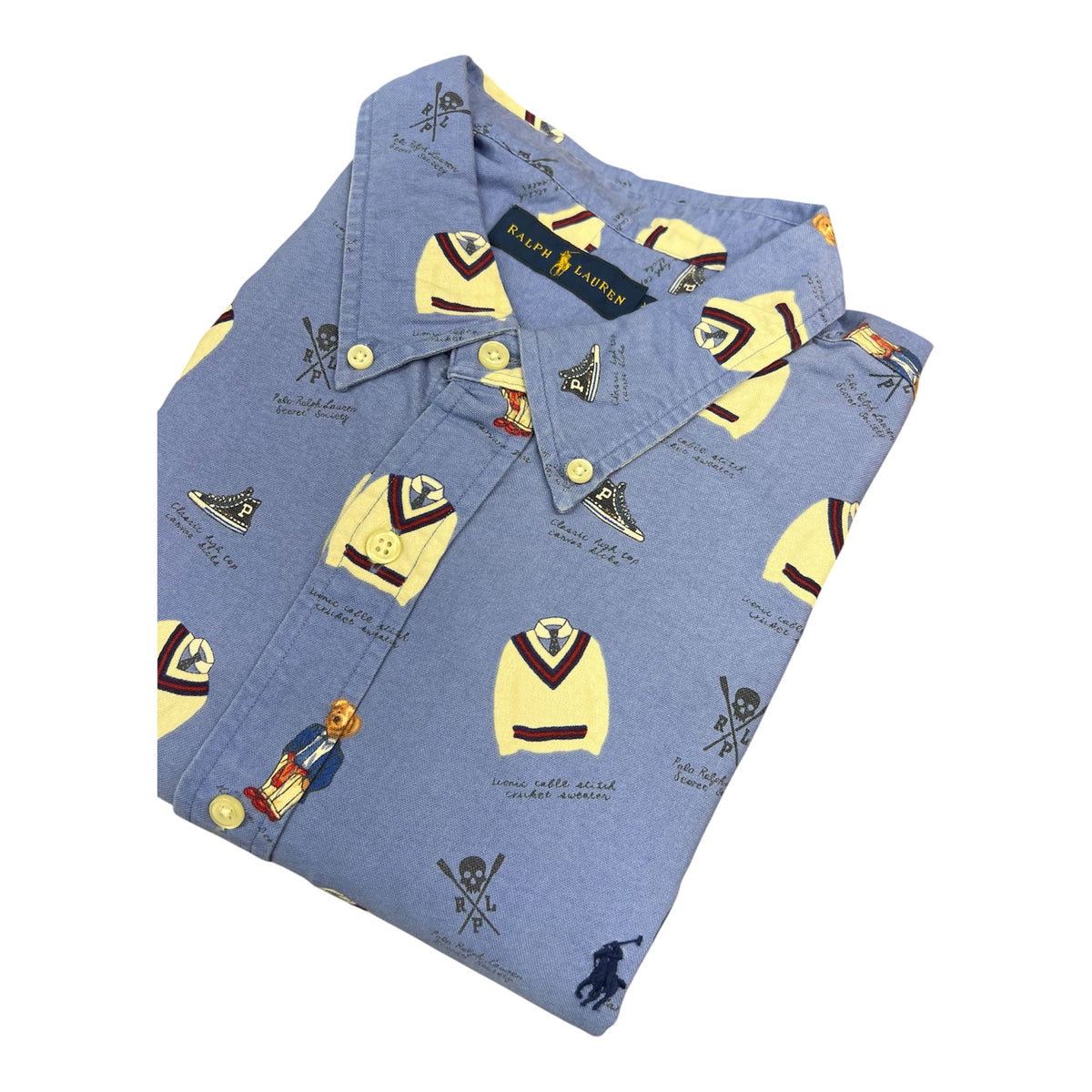 Camisa Polo R.L hombre Oxford Celeste Edición Polo Bear Caballo Azul