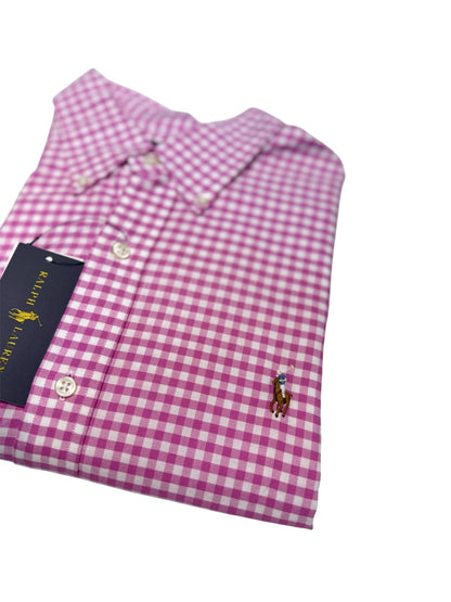 Camisa Polo R.L hombre Oxford Cuadros Rosados Caballo Multicolor