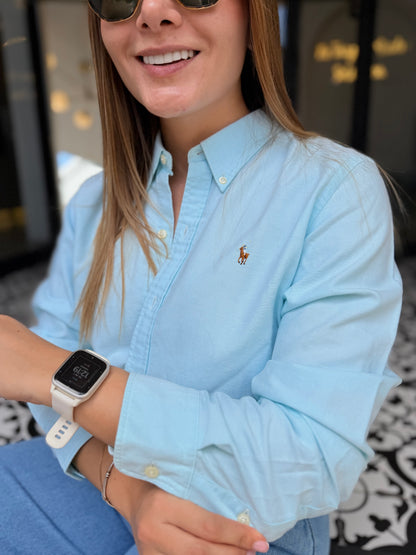 Camisa Polo R.L dama Oxford Verde Menta