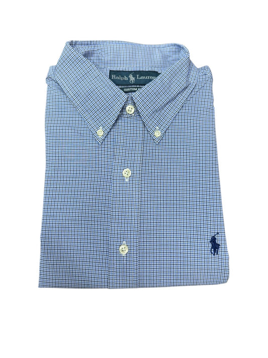 Camisa Polo R.L hombre Algodón Custom Fit Cuadros Azules Caballo Azul