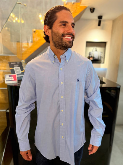 Camisa Polo R.L hombre Algodón Azul Cielo Caballo Azul