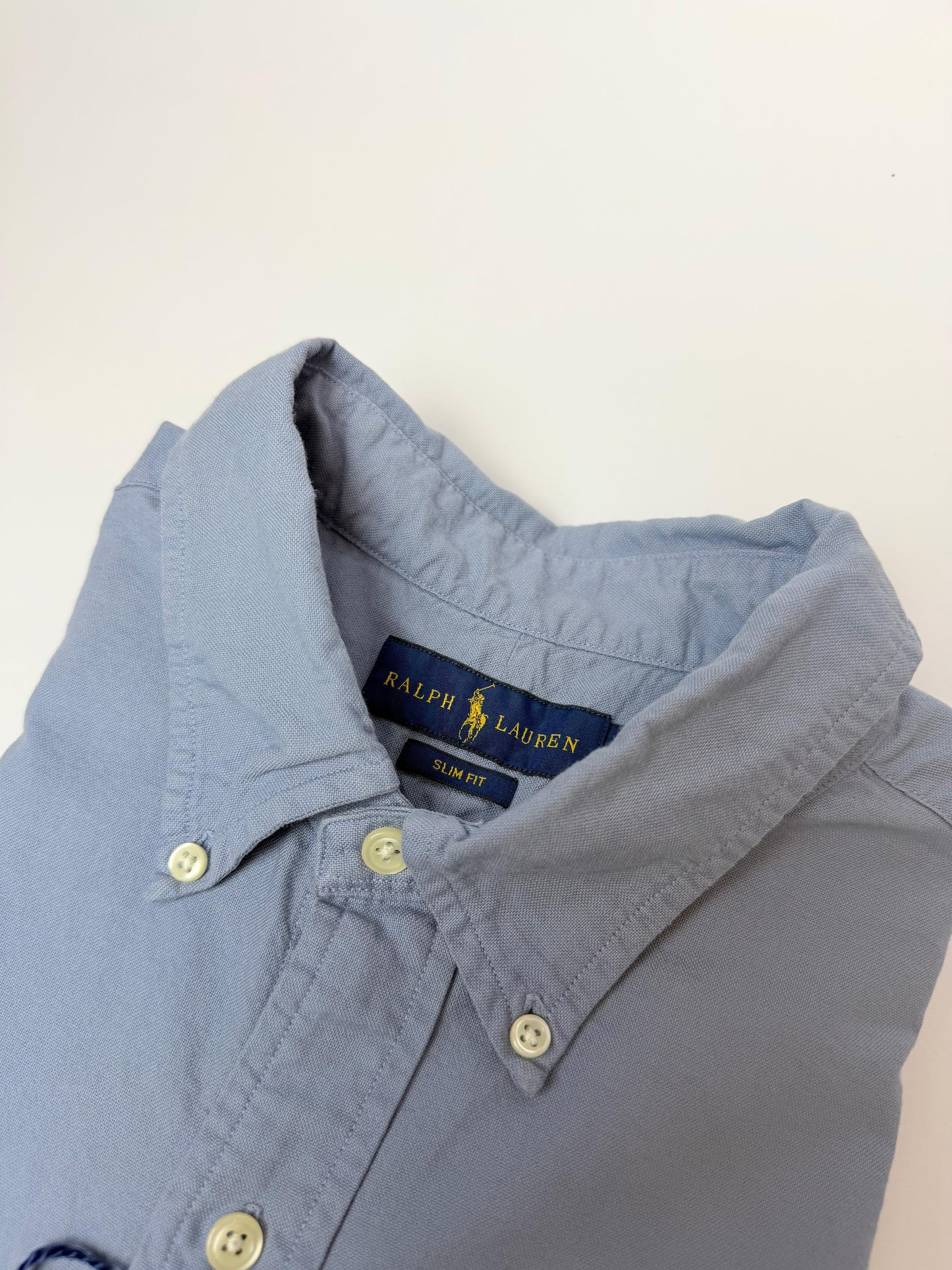 Camisa Polo R.L hombre Oxford Slim Fit Azul Clara Caballo Azul