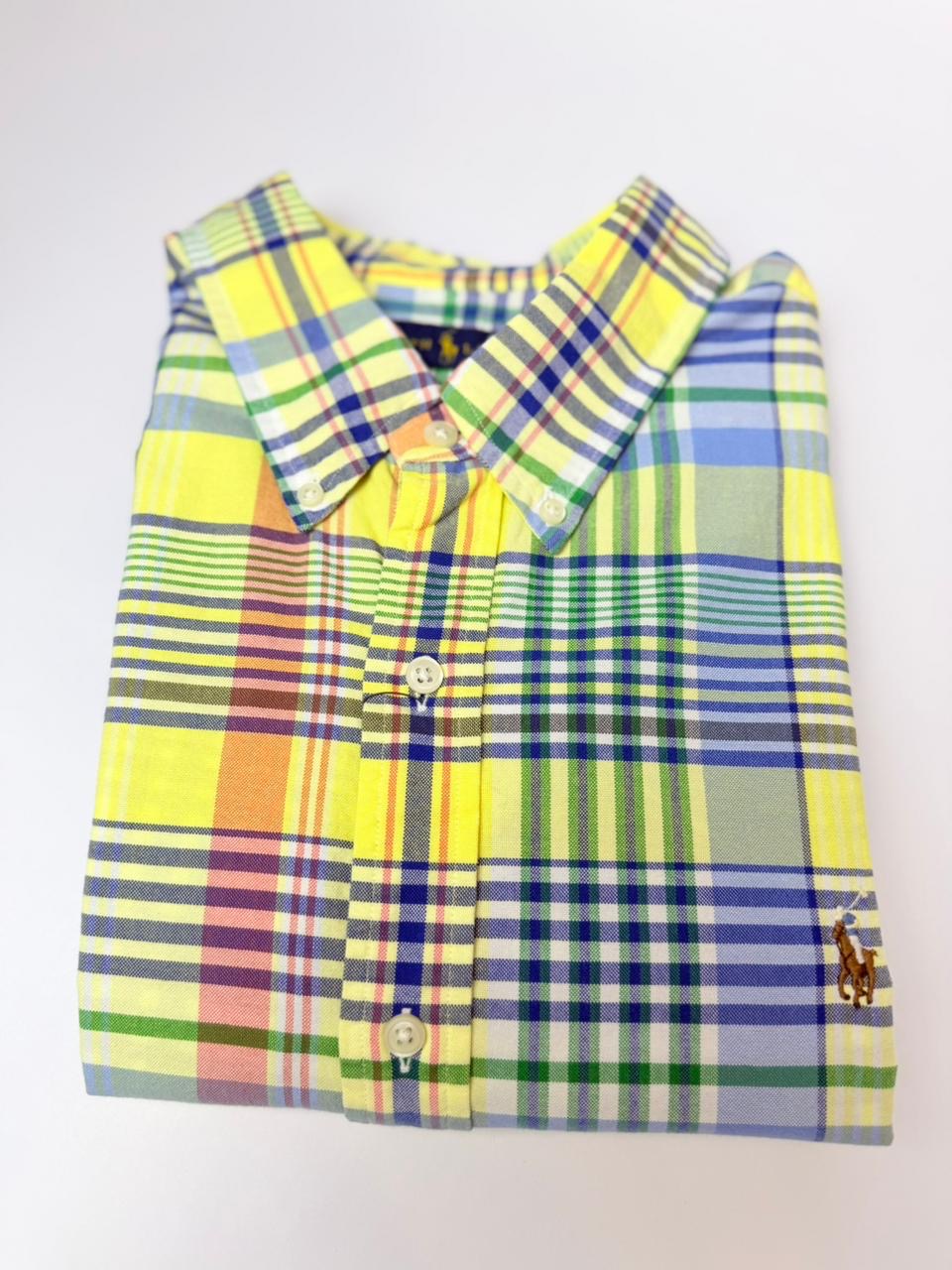 Camisa Polo R.L hombre Oxford Cuadros Amarillos  Caballo Multicolor