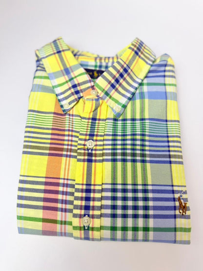 Camisa Polo R.L hombre Oxford Cuadros Amarillos  Caballo Multicolor