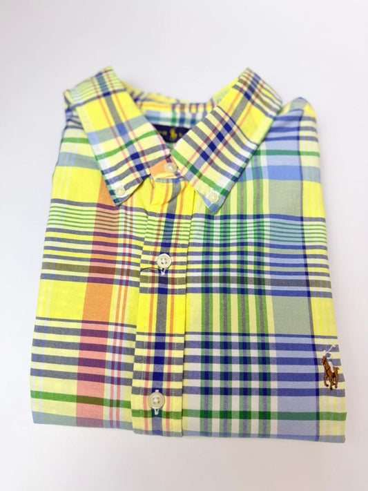 Camisa Polo R.L hombre Oxford Cuadros Amarillos  Caballo Multicolor