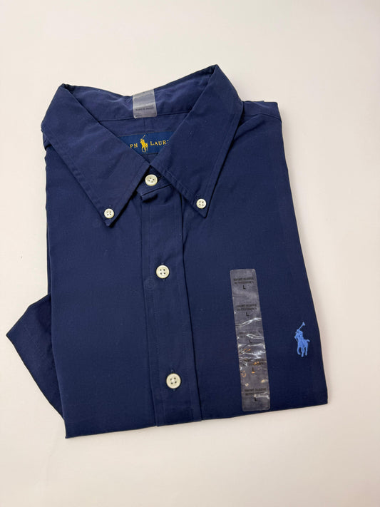 Camisa Polo R.L hombre Algodón Manga Corta Azul