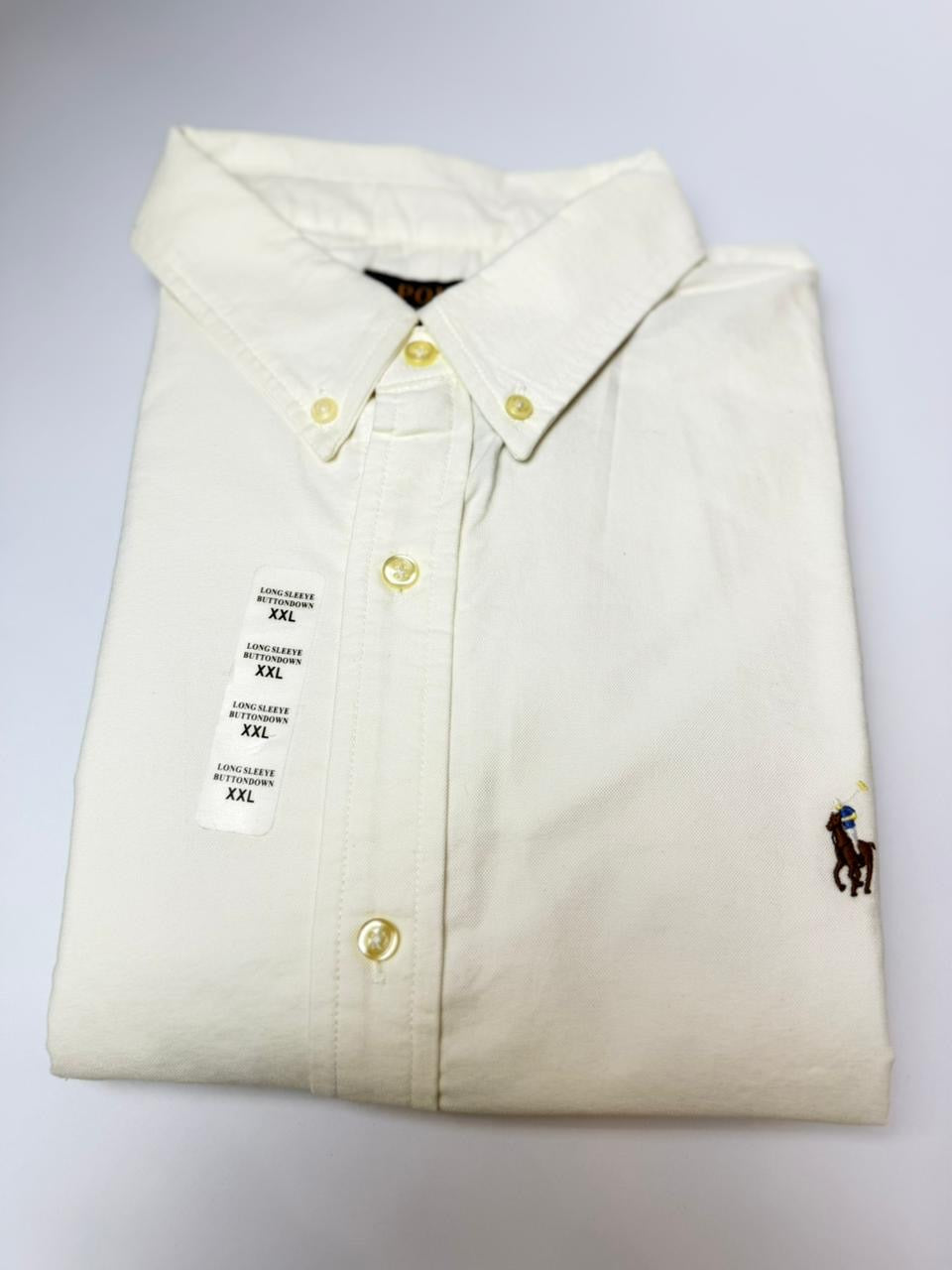 Camisa Polo R.L hombre Popelina Blanca Caballo Multicolor