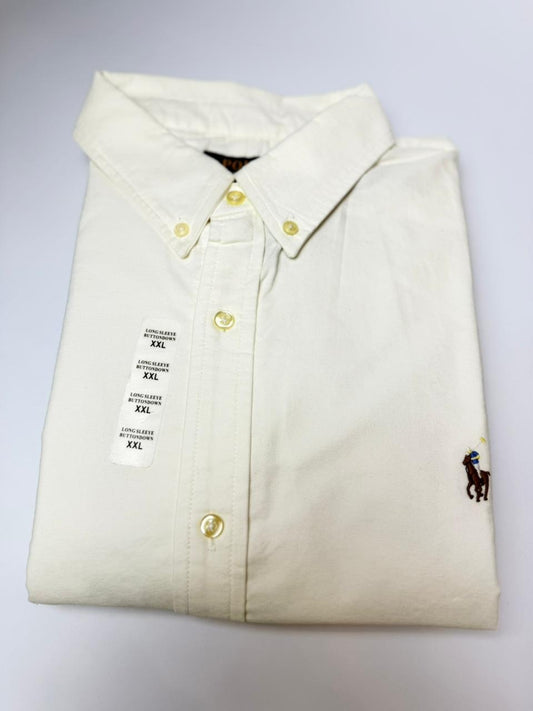 Camisa Polo R.L hombre Popelina Blanca Caballo Multicolor