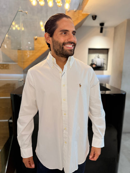 Camisa Polo R.L hombre Algodón Blanca Caballo Multicolor