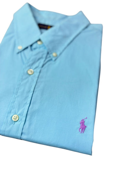 Camisa Polo R.L hombre Algodón Celeste