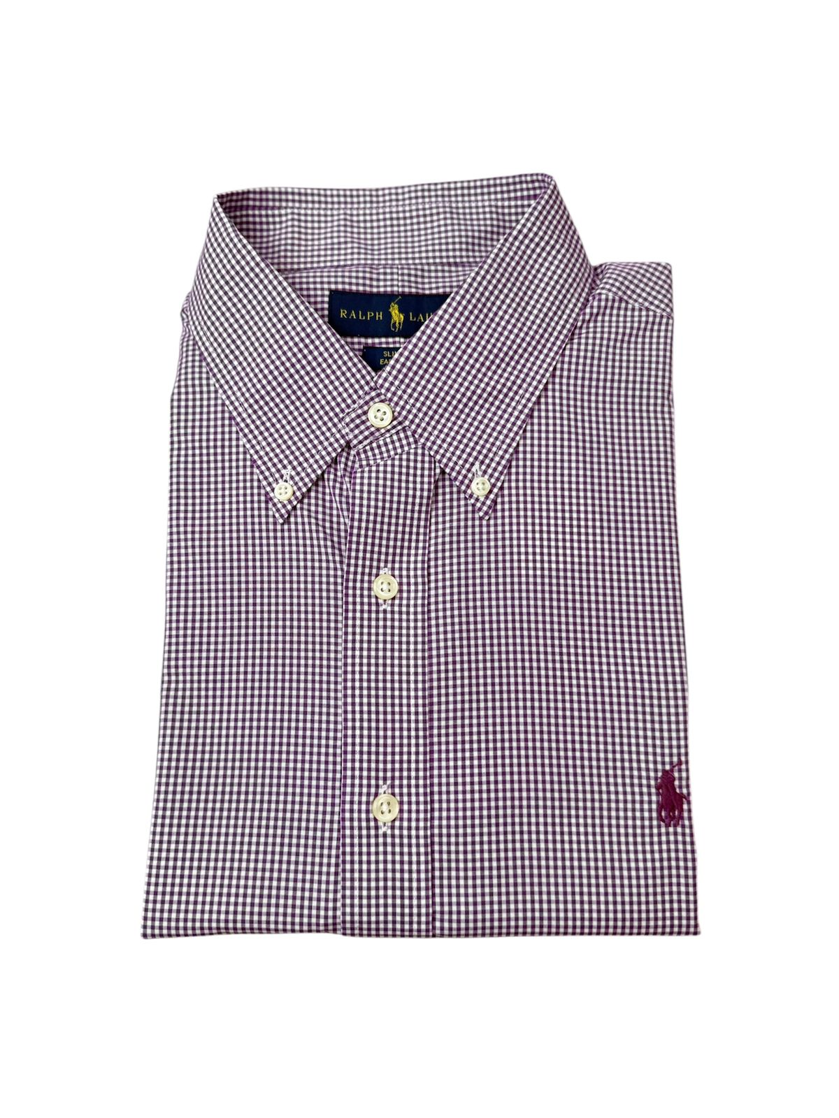 Camisa Polo R.L hombre Algodón Slim Fit Cuadros Morados Caballo Morado