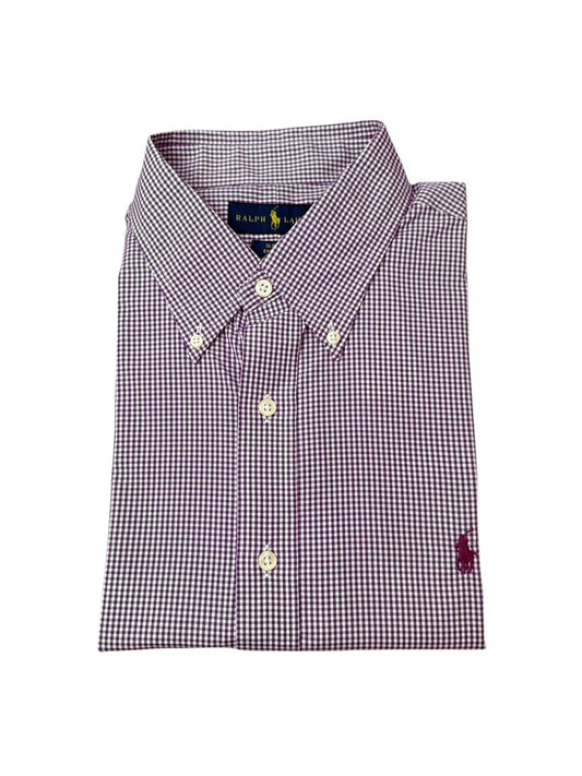 Camisa Polo R.L hombre Algodón Slim Fit Cuadros Morados Caballo Morado
