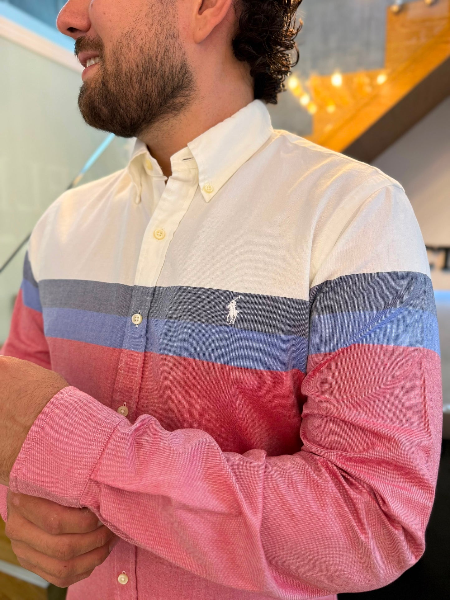 Camisa Polo R.L hombre Oxford Slim fit Multicolor Caballo Blanco