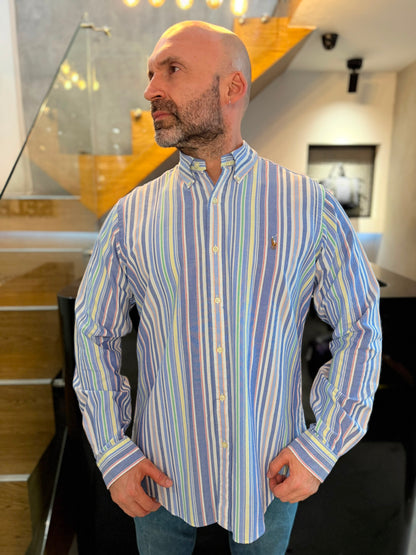 Camisa Polo R.L hombre Oxford Rayas Colores Caballo Multicolor