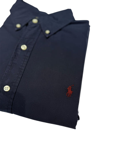 Camisa Polo R.L hombre Oxford Azul Caballo Rojo