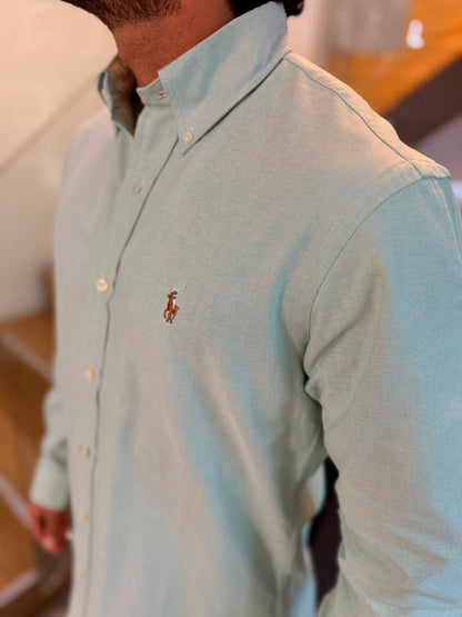 Camisa Polo R.L hombre Algodón Verde Pastel Caballo Multicolor