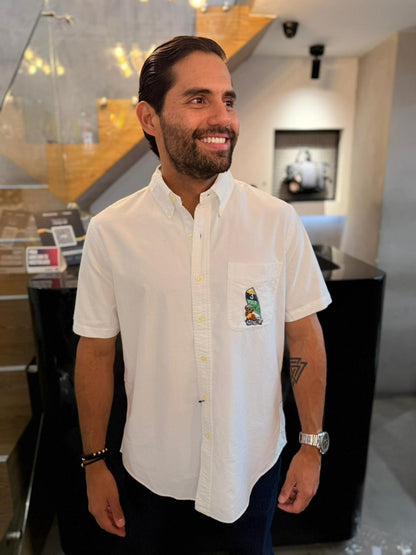 Camisa Polo R.L hombre Manga Corta Oxford Blanca Edición Polo Bear