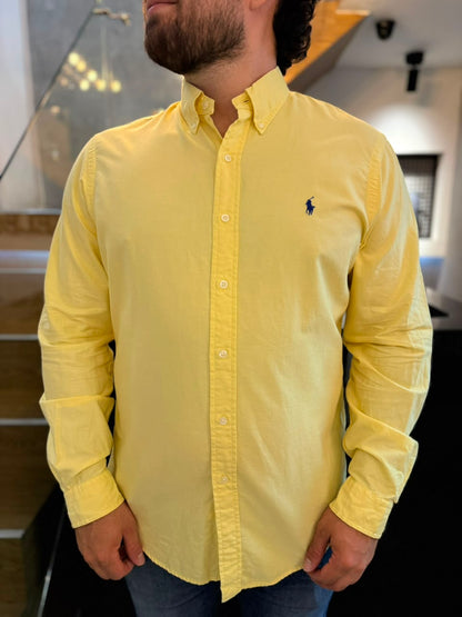 Camisa Polo R.L hombre Algodón Amarilla Caballo Azul