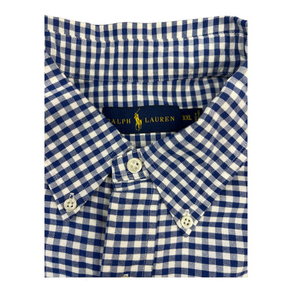 Camisa Polo R.L hombre Oxford Cuadros Azules Con Blanco Caballo Multicolor
