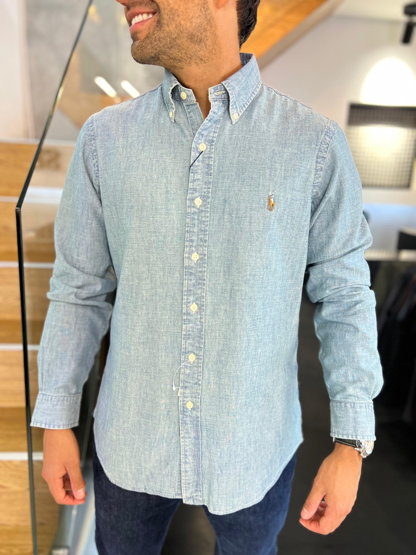 Camisa Polo R.L hombre Algodón Azul