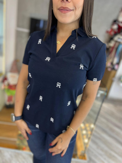 Polo Tommy Hilfiger Mujer Azul Escudos