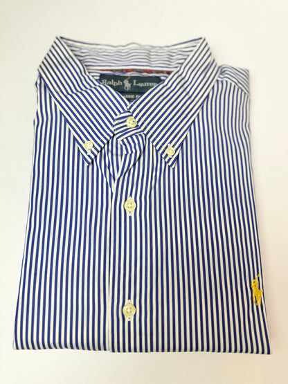 Camisa Polo R.L hombre Algodón Rayas Azules Caballo Amarillo