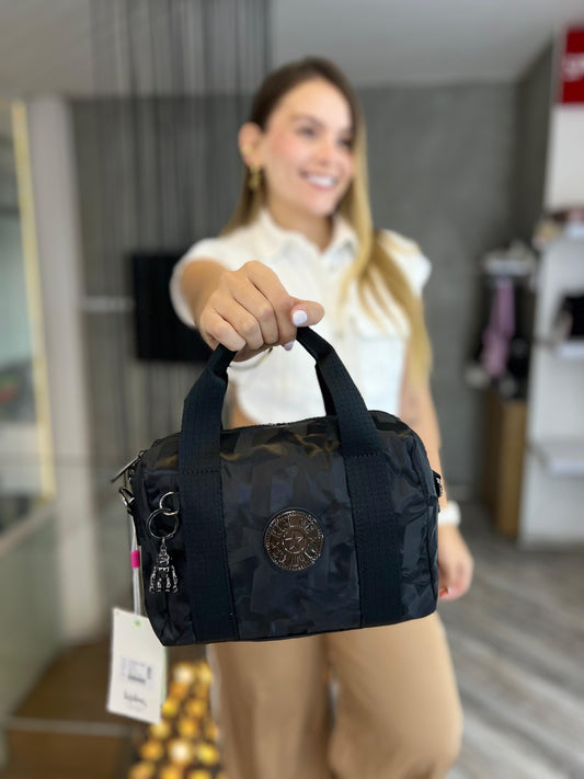 Bolso de Mano Negro Estampado