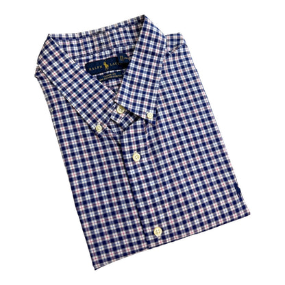 Camisa Polo R.L hombre Algodón Cuadros Azules Caballo Azul