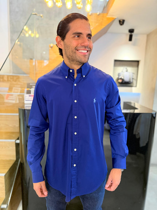 Camisa Polo R.L hombre Algodón Azul Caballo Celeste