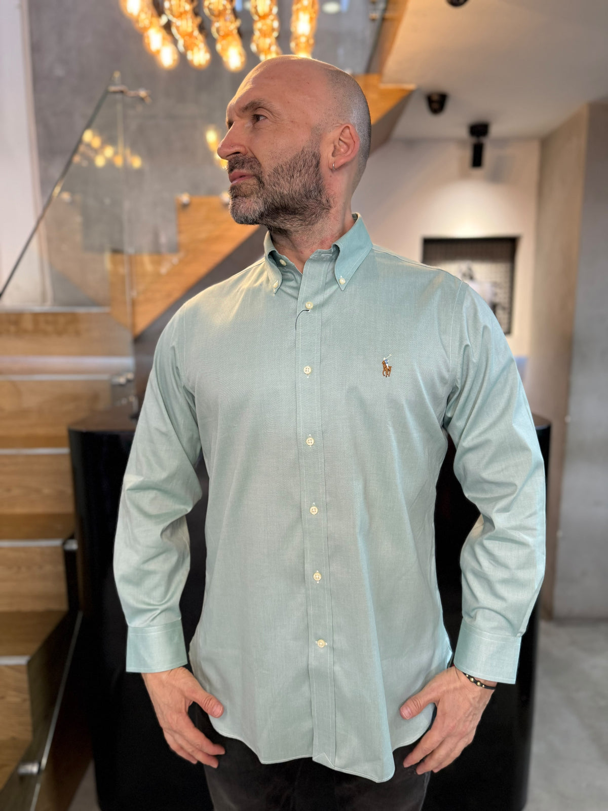 Camisa Polo R.L hombre algodón Verde Pistacho Caballo Multicolor