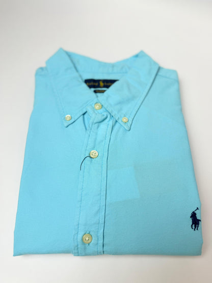 Camisa Polo R.L hombre Oxford Azul Cielo Caballo Azul