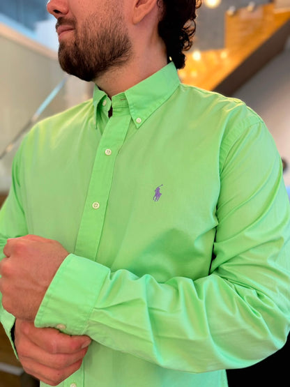 Camisa Polo R.L hombre Algodón Verde Limón Caballo Lila