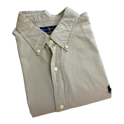 Camisa Polo R.L hombre Oxford Gris Claro Caballo Azul