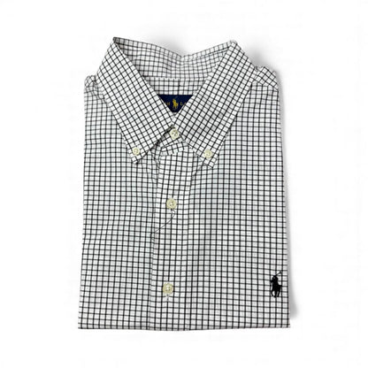 Camisa Polo R.L hombre Algodón Cuadros Negros Caballo Negro