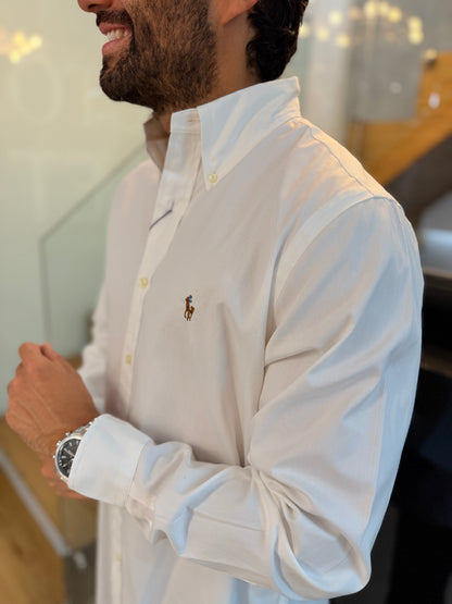 Camisa Polo R.L hombre Algodón Blanca Caballo Multicolor