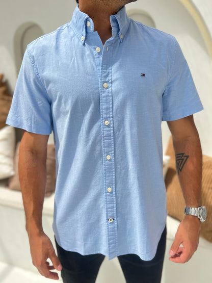 Camisa Tommy Hilfiger Celeste Manga Corta N.C