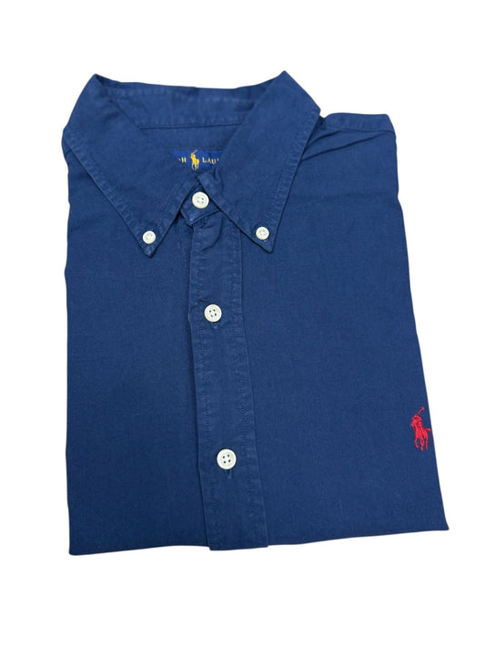 Camisa Polo R.L hombre Oxford Azul Caballo Rojo