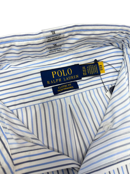 Camisa Polo R.L hombre Algodón Rayas Azules Caballo Azul