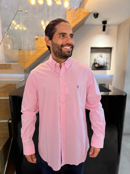 Camisa Polo R.L hombre Algodón Rosada Caballo Azul Bebe